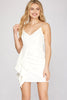 Blaise - Side Ruffle Cami Dress - Off White