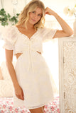 Bramble - Flora Embroidered Mini Dress - White