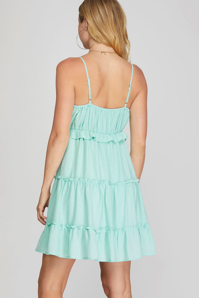 Carnation- Textured Tiered Cami Dress- Mint