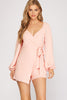 Coco - Long Sleeve Romper with Side Tie - Blush