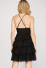 Crocus- Tiered Frill Tulle Cami Dress- Black