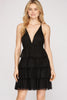 Crocus- Tiered Frill Tulle Cami Dress- Black