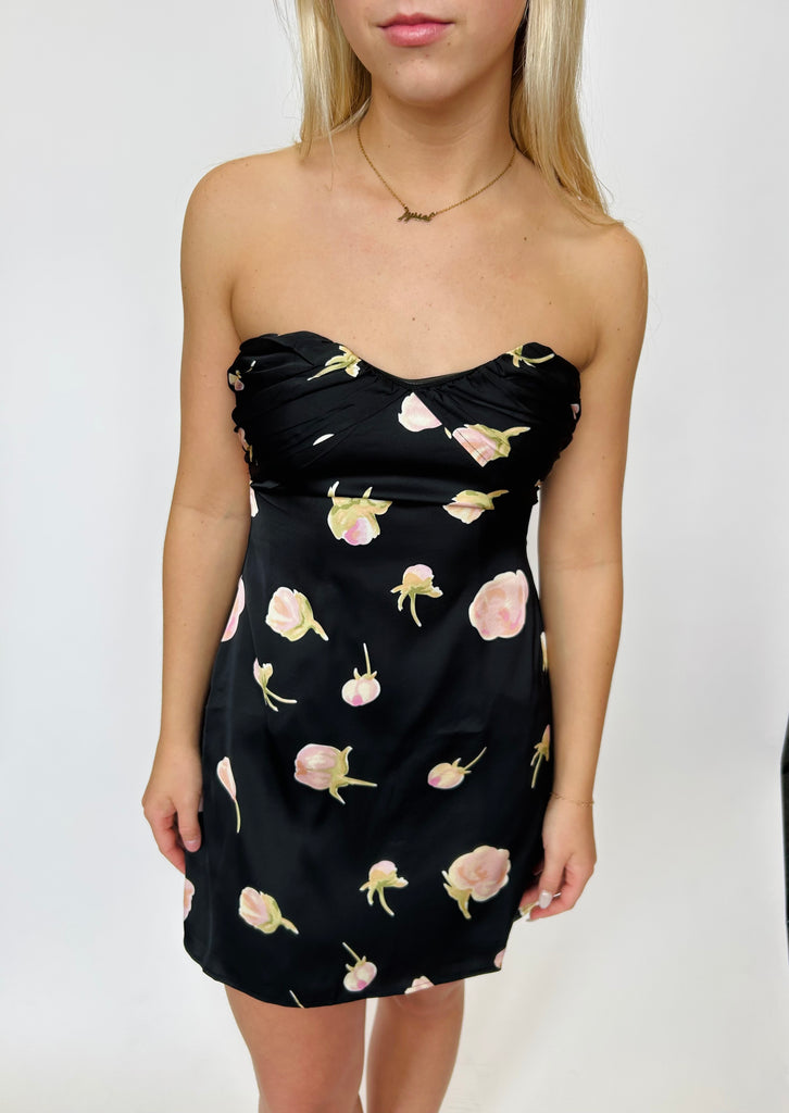 Portland - Short Flower Dress - Black