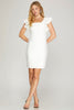 Daisy- Ruffled Sleeve Square Neck Dress- Off White