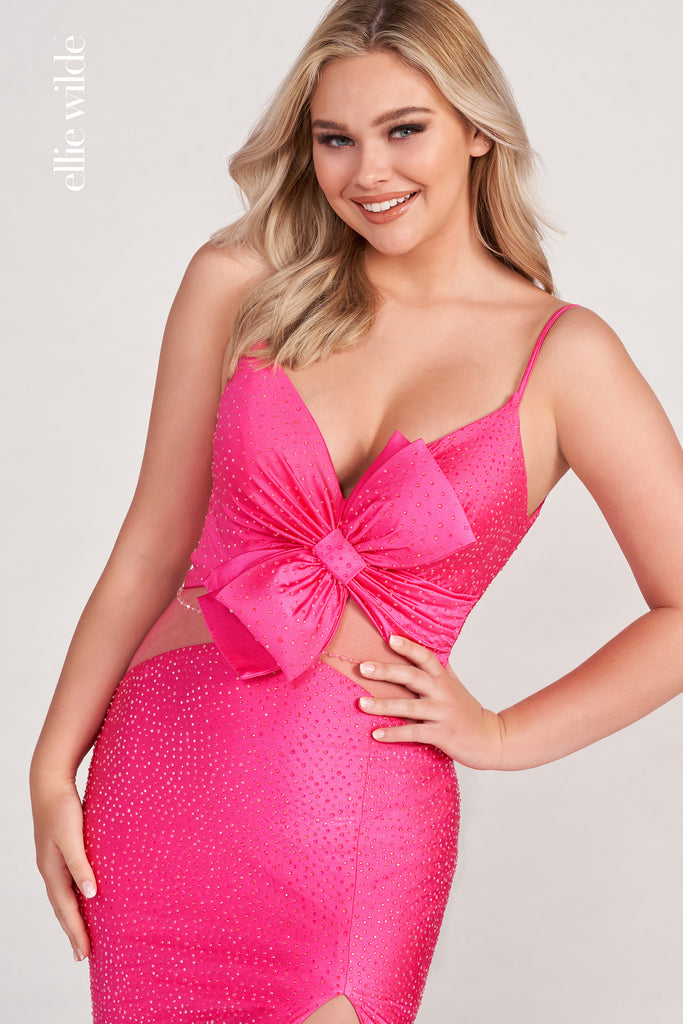 Ellie Wilde Prom Style IN STOCK EW34018 BLACK SIZE 4, HOT PINK SIZE 0