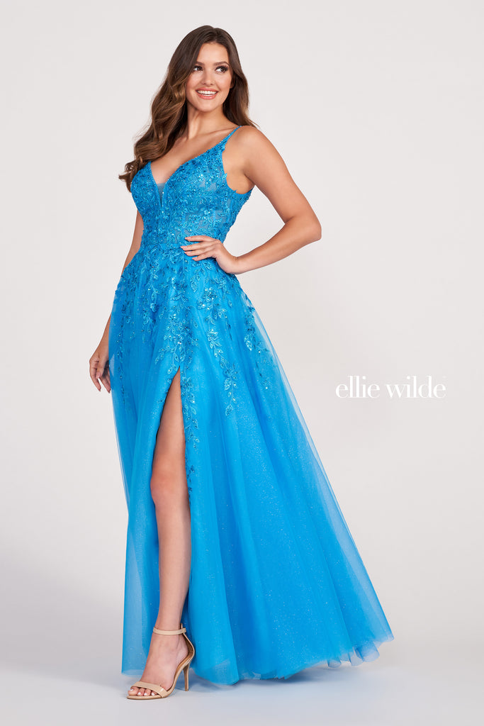 Ellie Wilde Prom Style EW34089 IN STOCK OCEAN BLUE SIZE 10 & RED SIZE 16