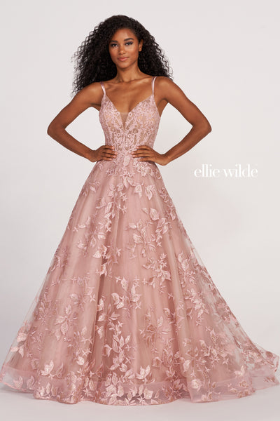 Ellie Wilde Prom Style EW34023 | IN STOCK HOT PINK SIZE 8 & PEACH CHAMPAGNE SIZE 12