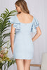 Esme - Ruffle Sleeved Dress - Light Blue
