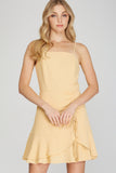 Ginger - Mini Dress with Ruched Skirt - Banana