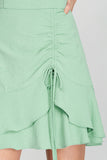 Ginger - Mini Dress with Ruched Skirt - Light Sage