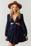 Ginny - Tiered Cut Out Mini Dress - Navy