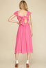 Hemingway - Ruffled Sleeve Midi Dress - Pink