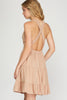 Libre - Woven Dress with Crossed Back Straps - Taupe