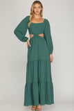 Long Island - Maxi Dress with Cut Outs - Sage