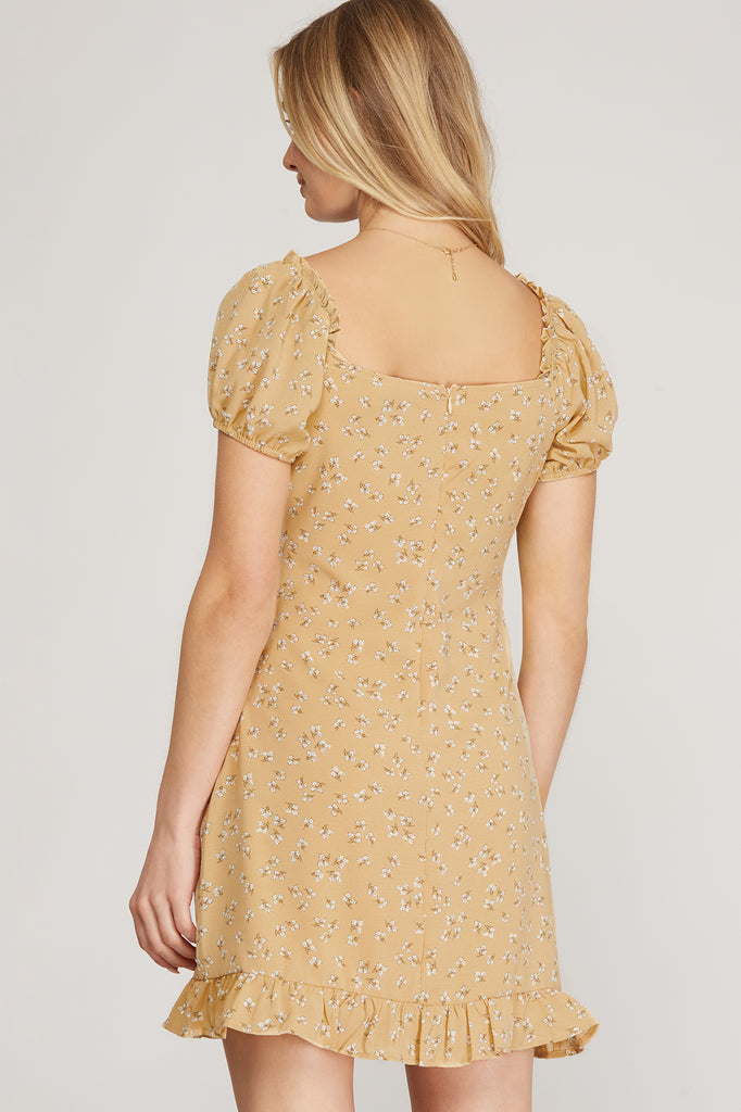 Mezcal - Short Sleeve Print Dress - Yellow
