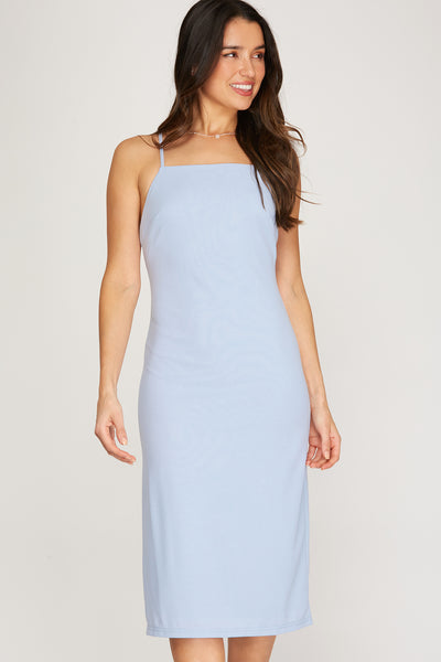 Toddy - Short Sleeve Print Dress - Mint Blue - LARGE