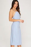 Mimosa - Midi Dress with Cross Strap Detail - Ice Blue