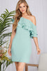 Percy - Ruffled One Shoulder Dress - Seafoam