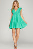 Poppy - Sleeveless Woven Ruffled Dress - Jade