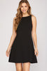 Rose- Sleeveless Heavy Knit A Line Dress- Black