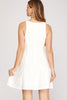 Rose- Sleeveless Heavy Knit A Line Dress- Off White