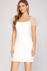 Sidney - Mini Dress with Sheer Sleeves - White