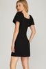 Acacia- Puff Short Sleeve Mini Dress- Black