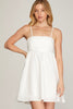 Bailey - Pleated cut out back woven Dress with back tie - Off White