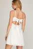 Bailey - Pleated cut out back woven Dress with back tie - Off White