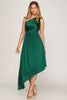 Daphne - One Shoulder Pleated Asymmetrical Woven Dress - Sea Green