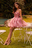 SHERRI HILL 57380 IN STOCK Blush/Red Print Size 4