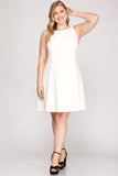 Darcy - Plus Size Knit A-Line Dress - Off White