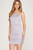 Dion - Satin Ruched Cami Dress - Lilac Grey