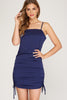 Dion - Satin Ruched Cami Dress - Navy