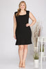 Ottilie - Plus Size Square Neck Knit Dress - Black