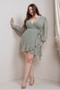 Victoria - Long Sleeve Mini Dress - Plus Size - Dusty Sage