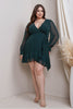 Victoria - Long Sleeve Mini Dress - Plus Size - Hunter Green