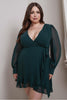 Victoria - Long Sleeve Mini Dress - Plus Size - Hunter Green