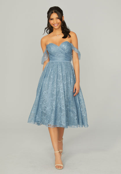 Morilee Style 21768 | In Stock Saffron Size 12, Navy Size 14