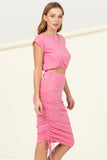 Aubrey Skirt - Fitted Midi Skirt - Pink