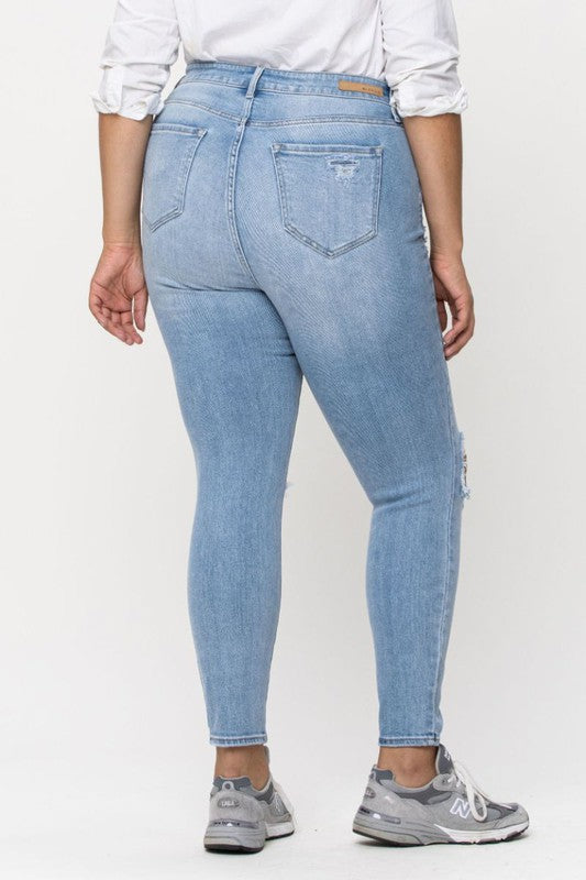 Encore Jeans - Plus Size Light Wash Distressed Denim