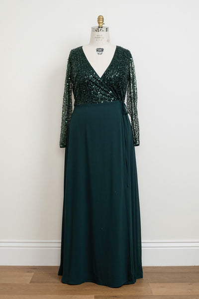 Evelyn - Metallic Maxi Dress - Black Green