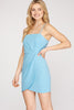 Kinsley - LARGE: Mini Dress with Wrap Skirt - Light Blue