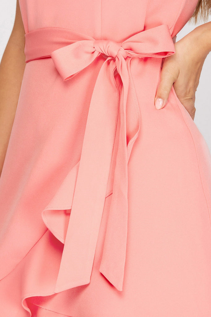 Liana - Woven Dress with Ruffled Skirt - Pink