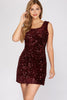 Luisa - Sequin Dress with Back Cut Out - Wine