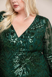 Mabel - Sequin Long Sleeve- Plus Size - Green