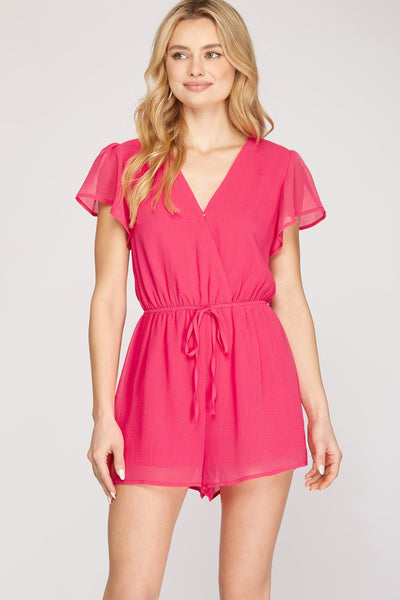 Angel Romper - with Ruffle Sleeve Detail - Off White