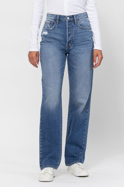 Treble - High Rise Distressed Mom Jeans