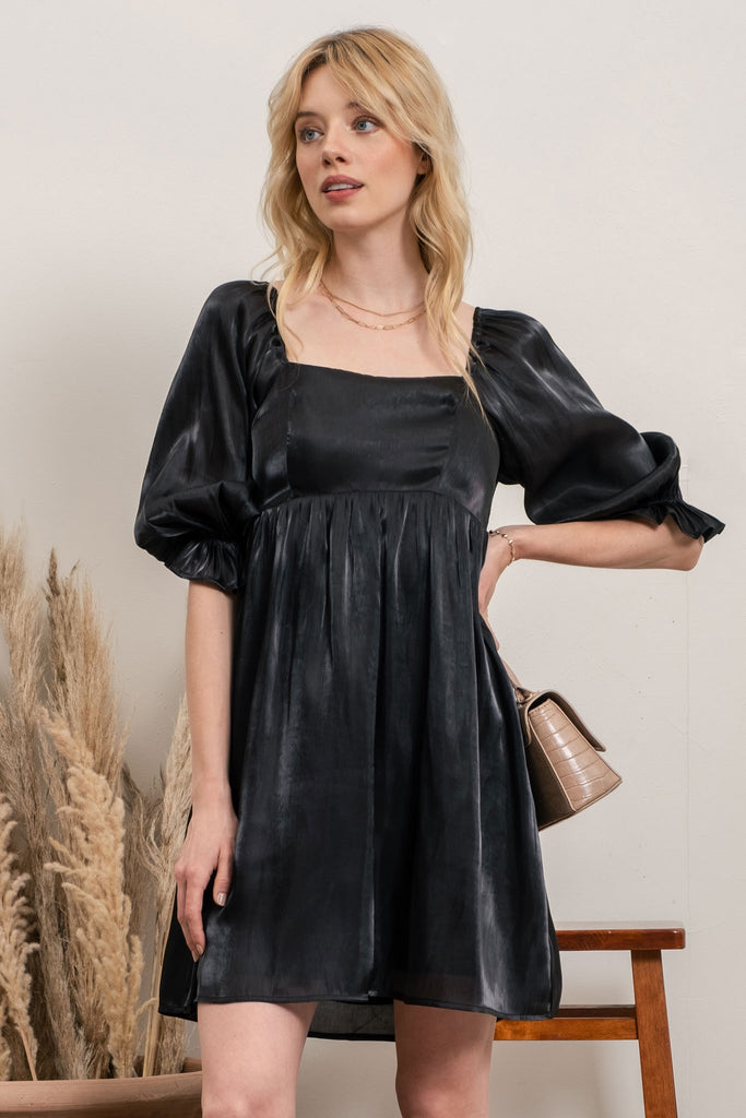 Mathilde - Satin Mini Dress - Black