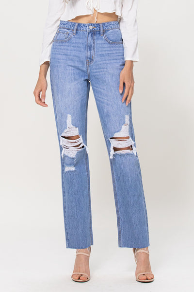 Checkers - High Rise Mom Jean with Cuff